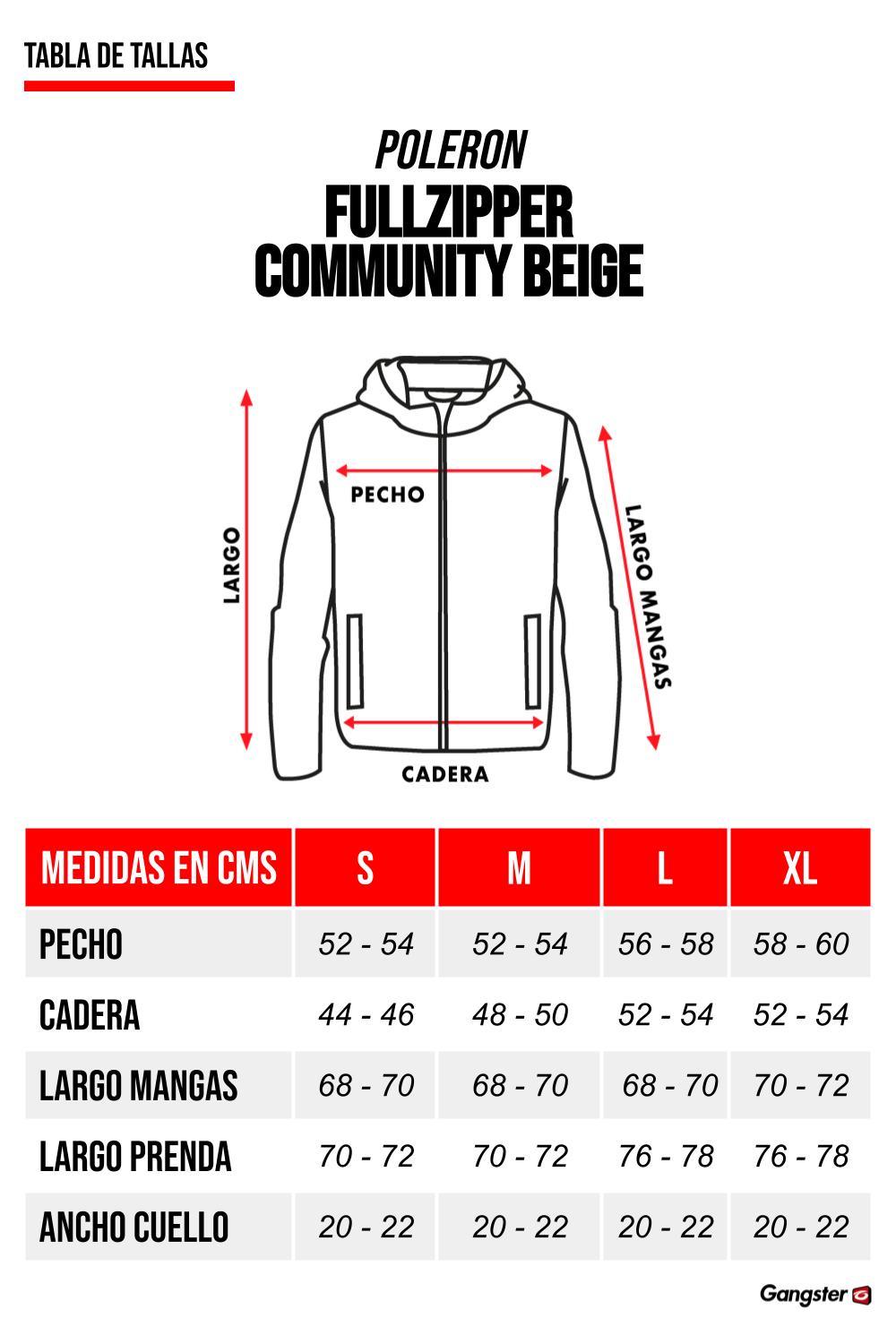 Polerón Full Zipper Fleece Community Beige Gangster - Gangster