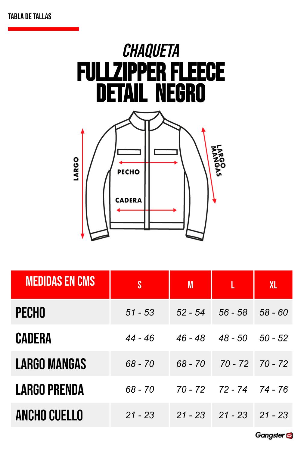Polerón Full Zipper Fleece Nitty Negro Gangster