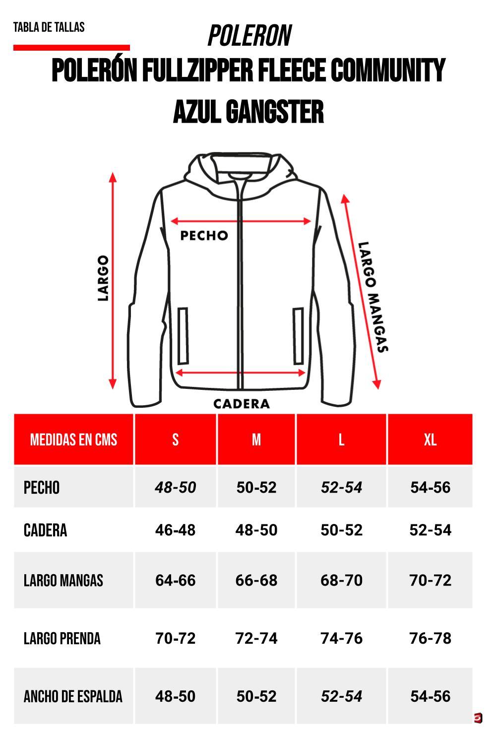 Polerón Full Zipper Fleece Community Azul Gangster - Gangster