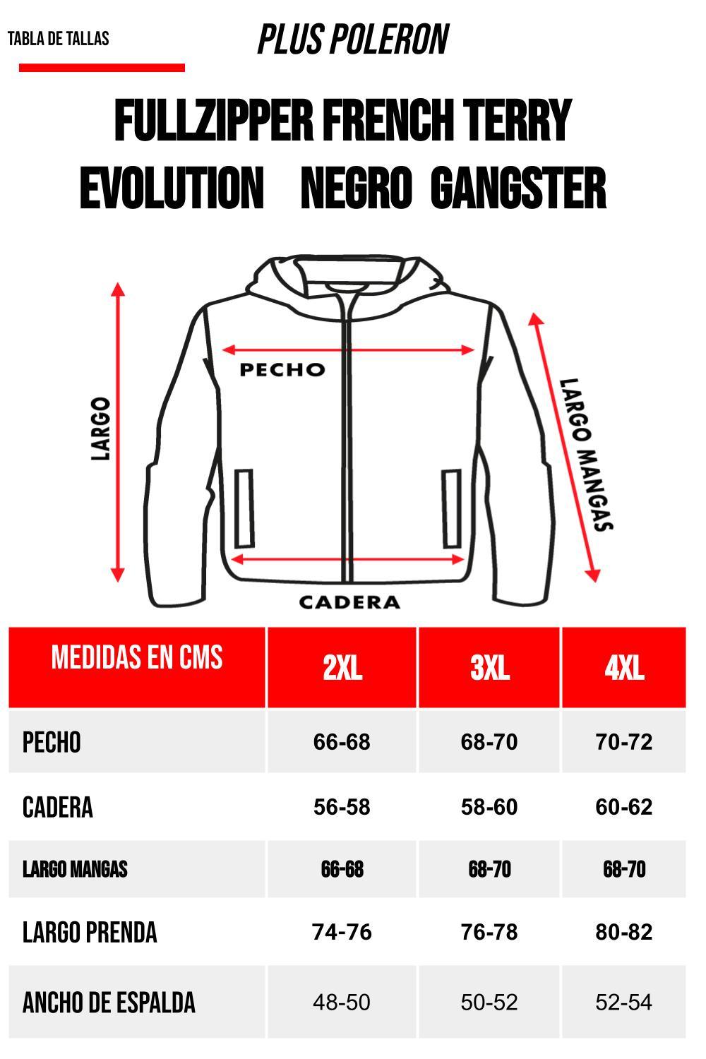 Plus Poleron Full Zipper Evolution Negro - Gangster
