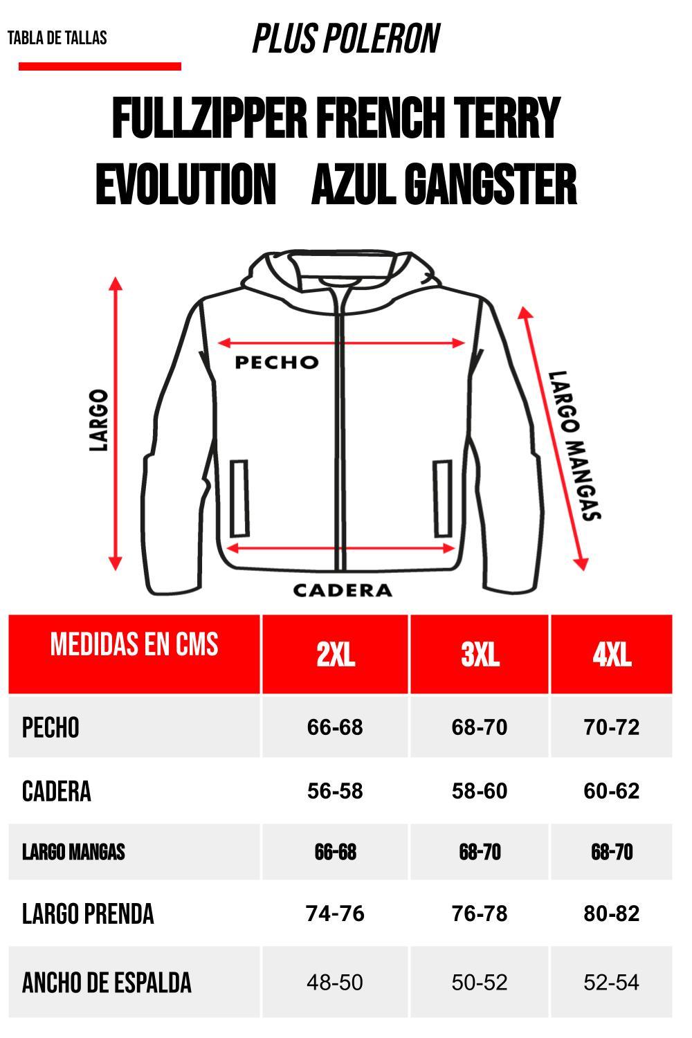 Plus Poleron Full Zipper Evolution Azul - Gangster