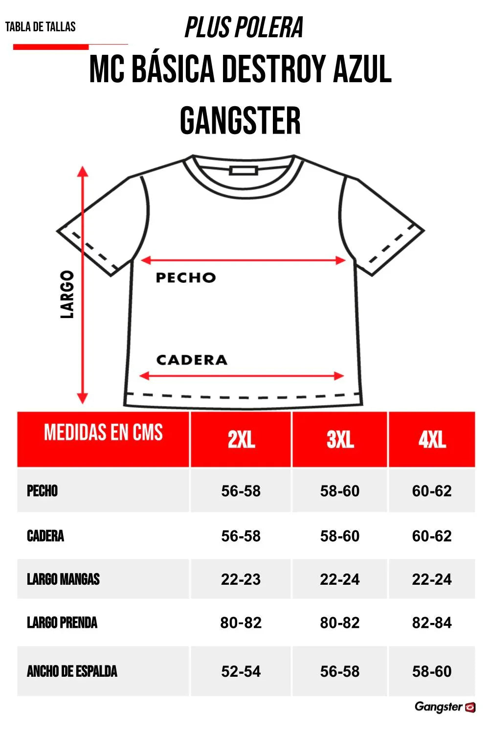 Plus Polera Cuello Destroy Azul Gangster