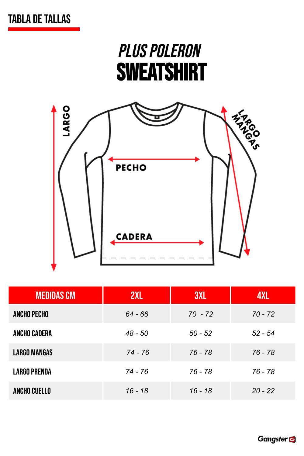 Plus Poleron Crew Chest Negro Gangster - Gangster