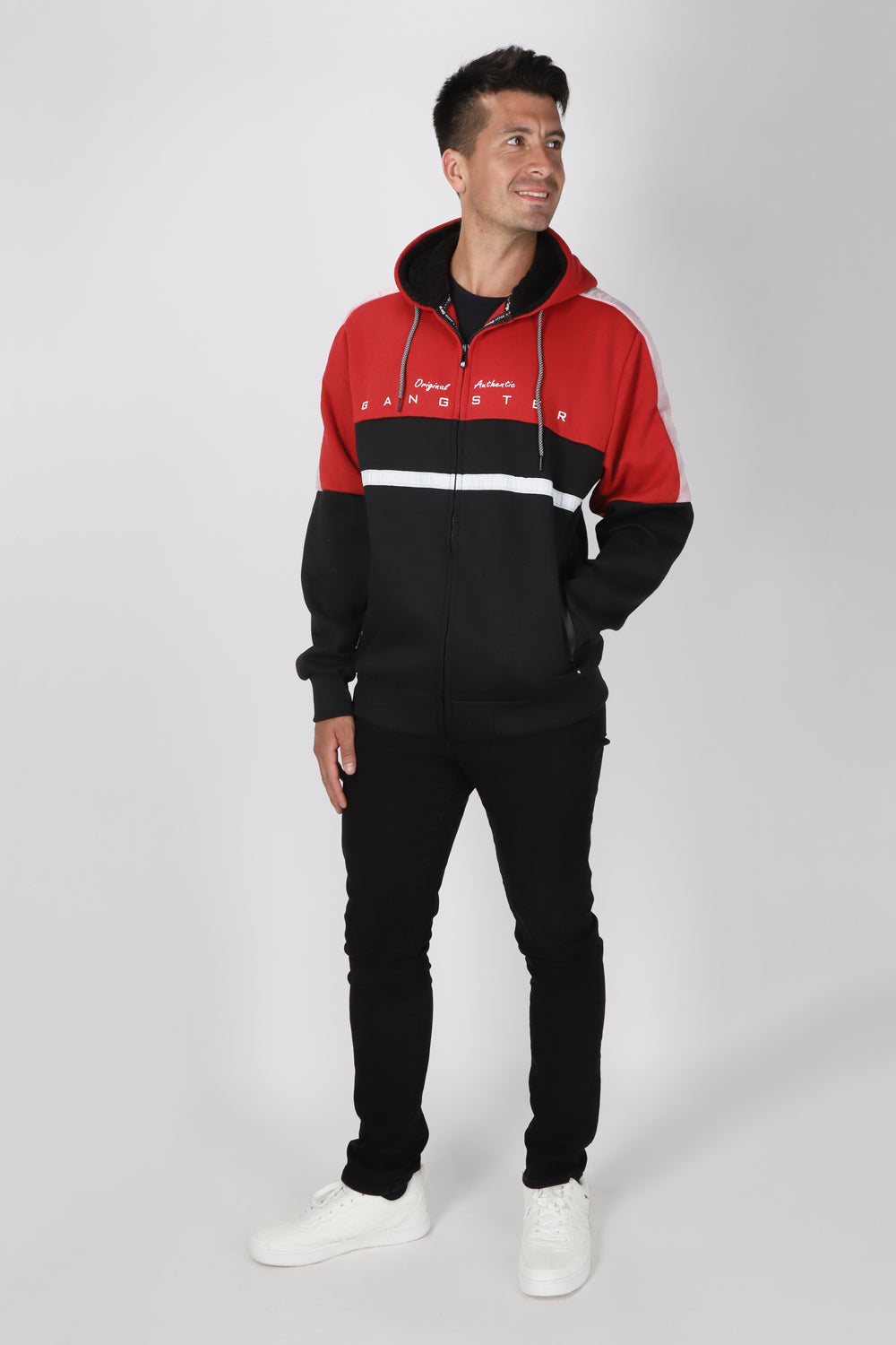 Poleron Full Zipper Evolve Negro Gangster