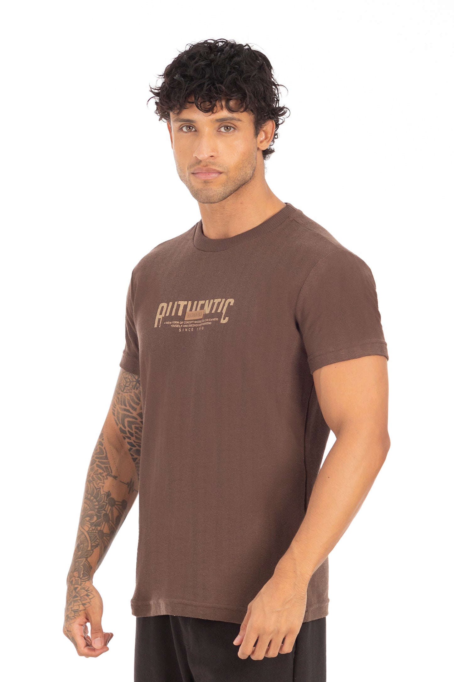 Polera Mc Textura Bedford Café Oscuro