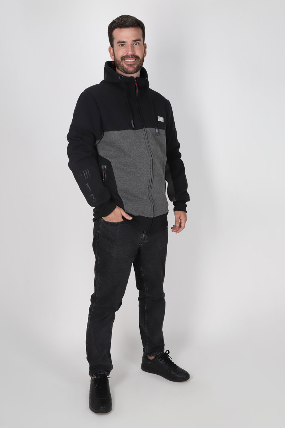 Polerón Full Zipper Fleece Nitty Negro Gangster