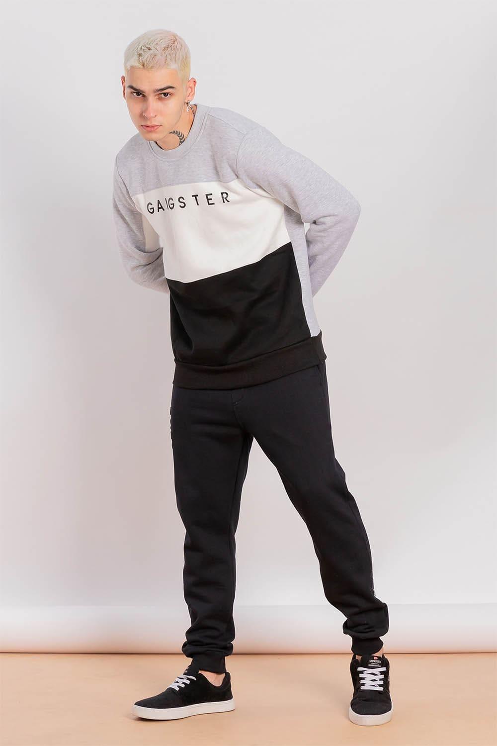 Polerón Crew Fleece Fundamental Gris Gangster - Gangster