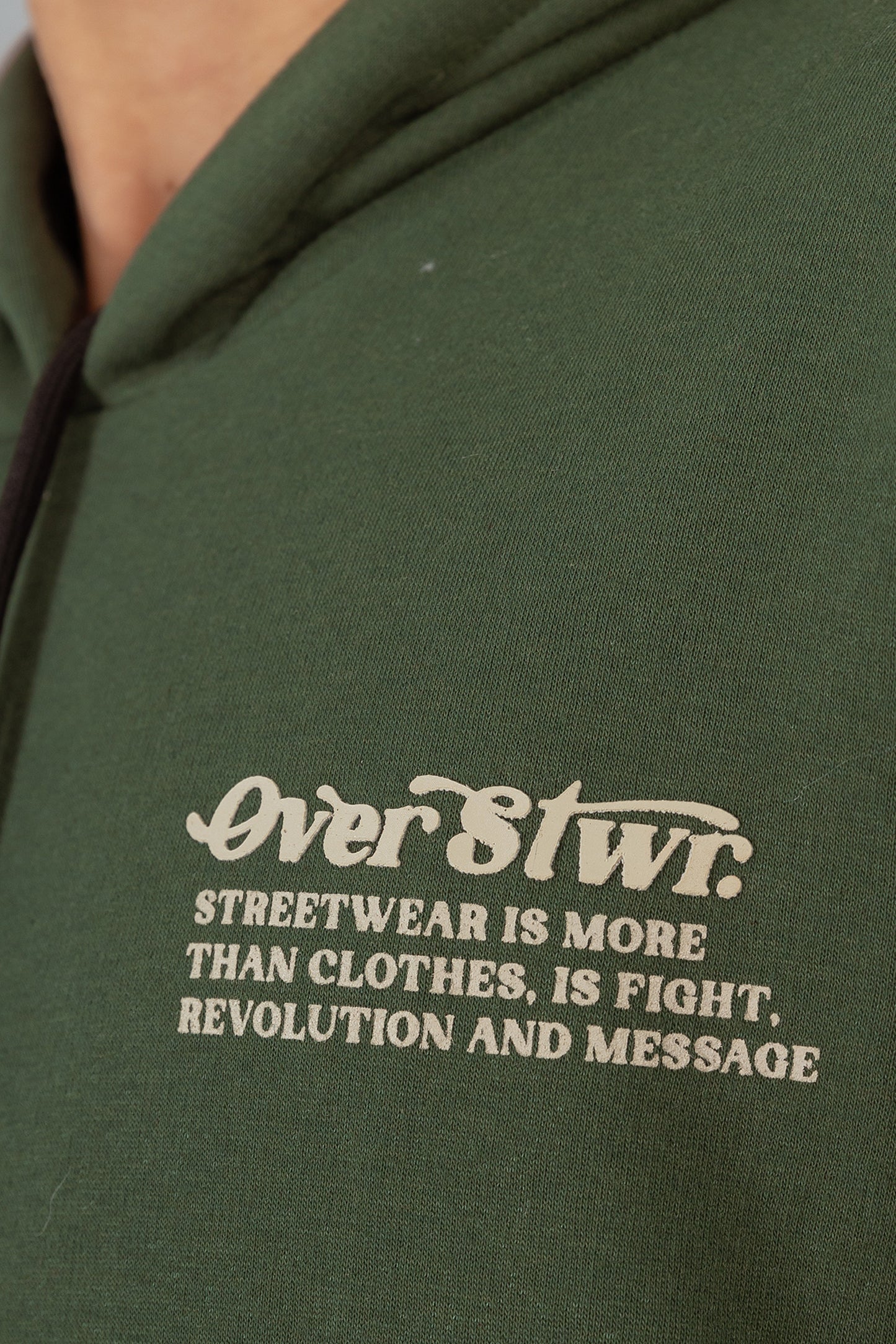 Poleron Hoodie Fleece CoreX Verde Overcore