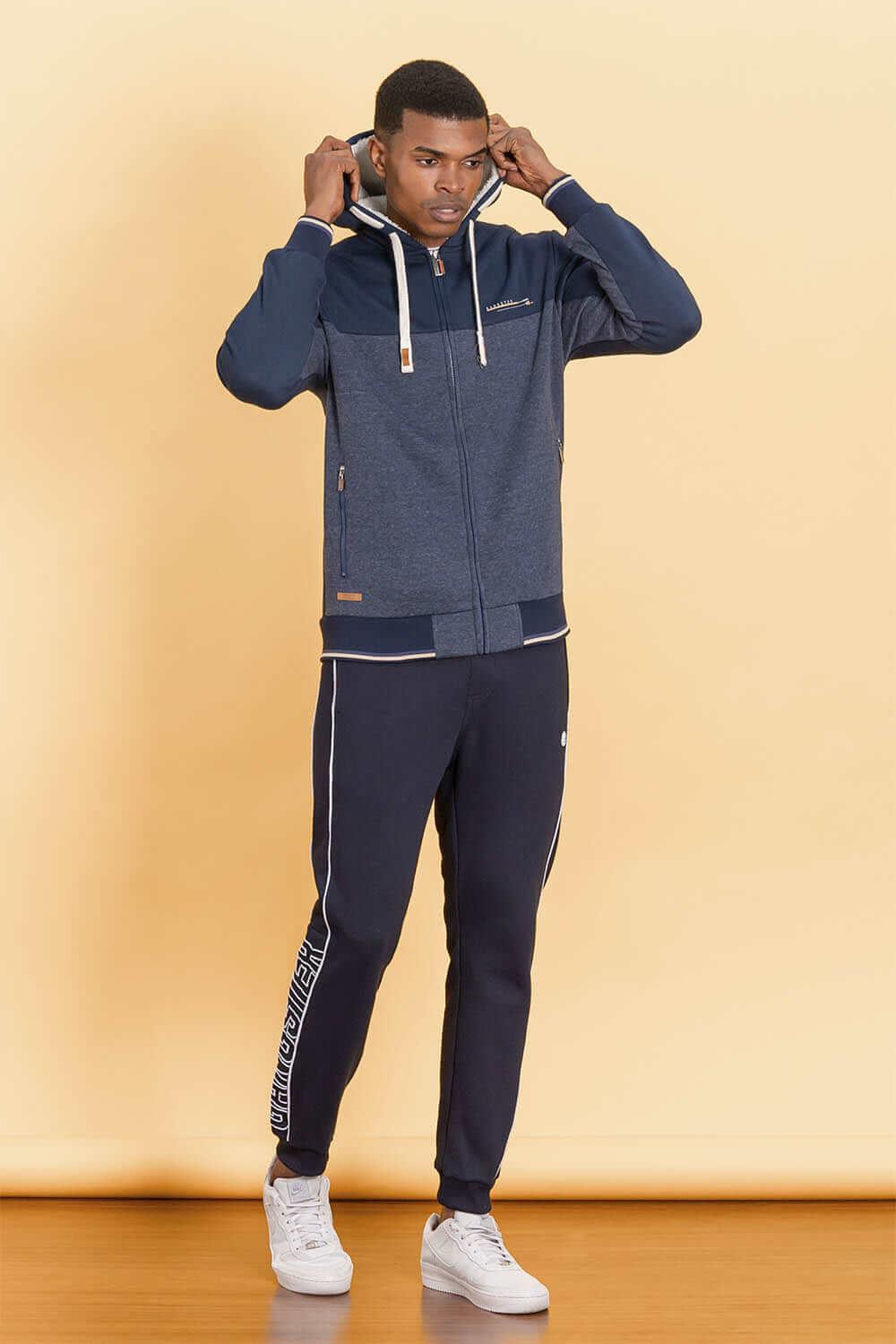 Polerón Full Zipper Fleece Cord Azul Gangster - Gangster