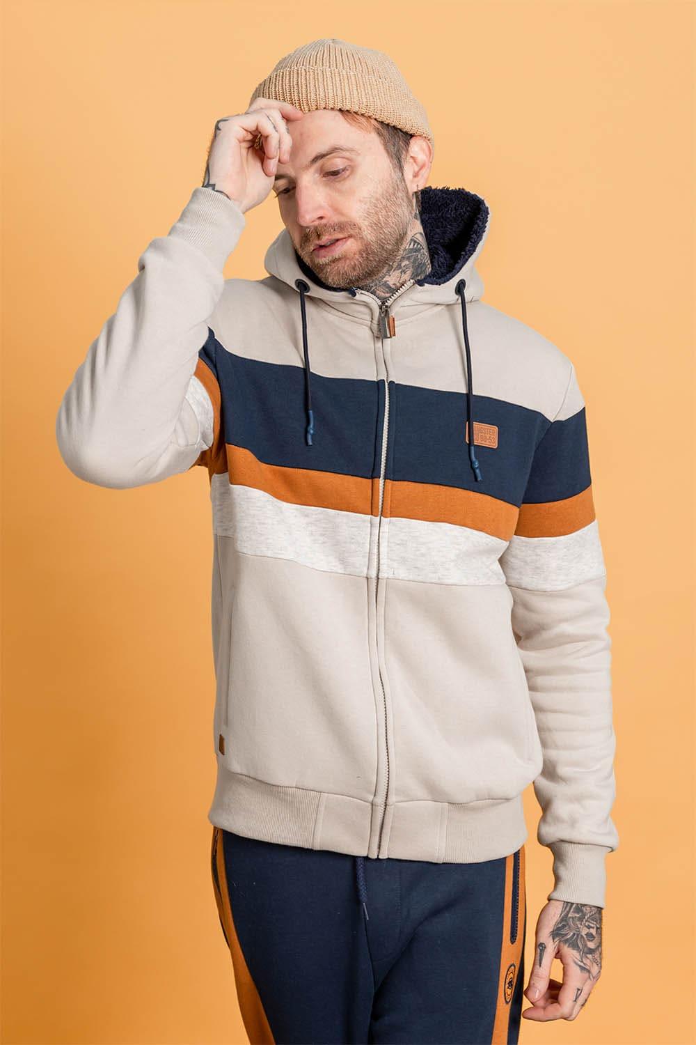 Polerón Full Zipper Fleece Community Beige Gangster - Gangster