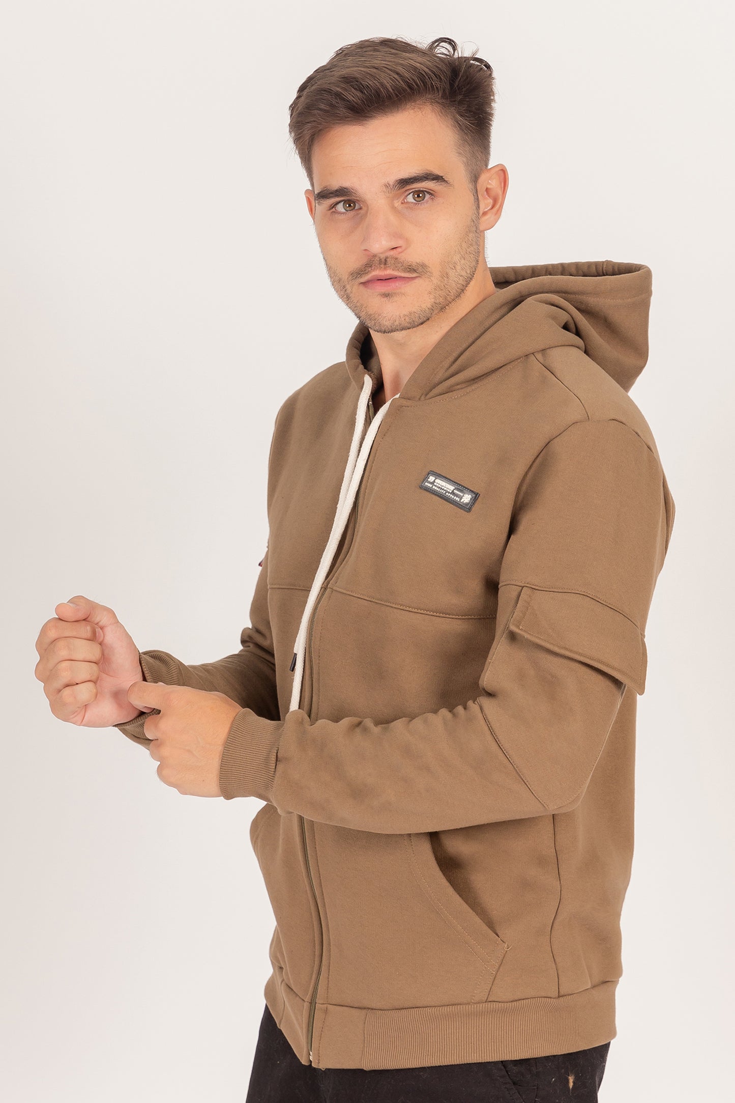 Poleron Full Zipper Fleece Carg Café Overcore