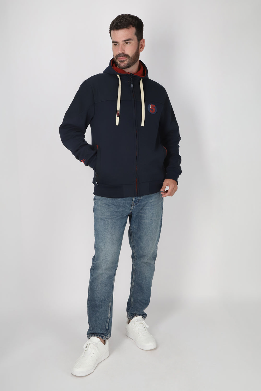 Plus Poleron Full Zipper Temper Azul Gangster