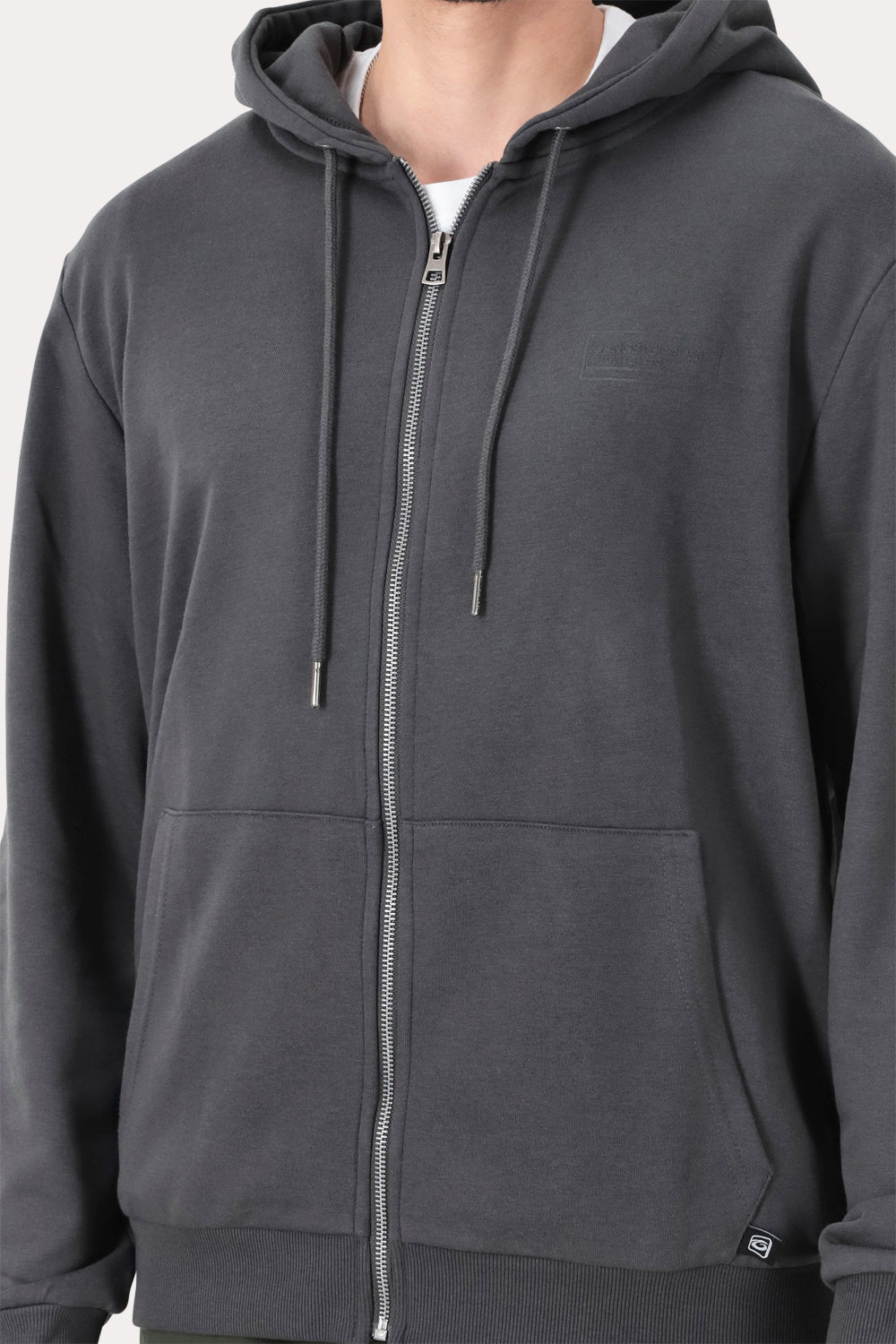 Poleron Full Zipper Fleece Loop Gris
