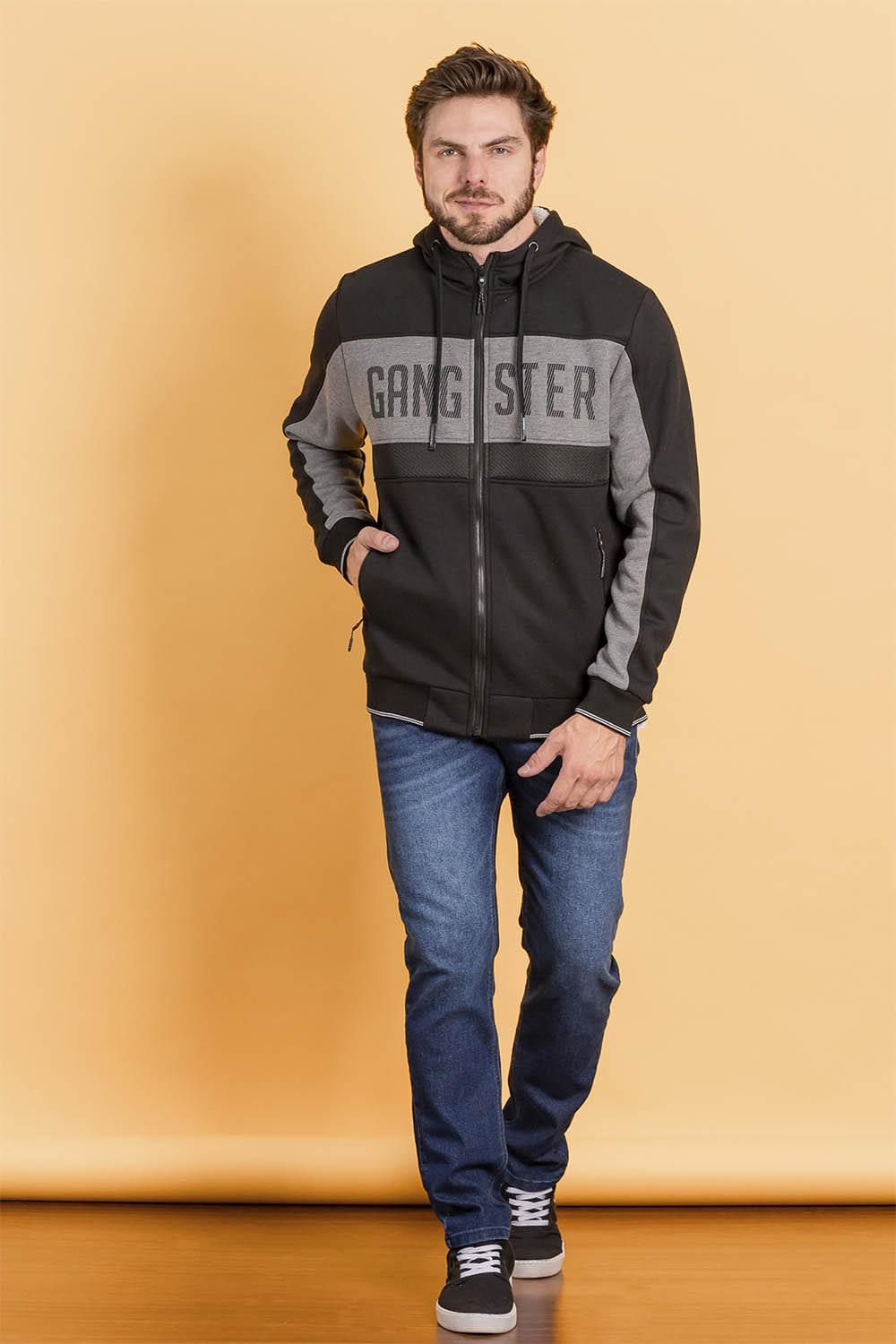 Polerón Full Zipper Sherpa Layer Negro Gangster - Gangster