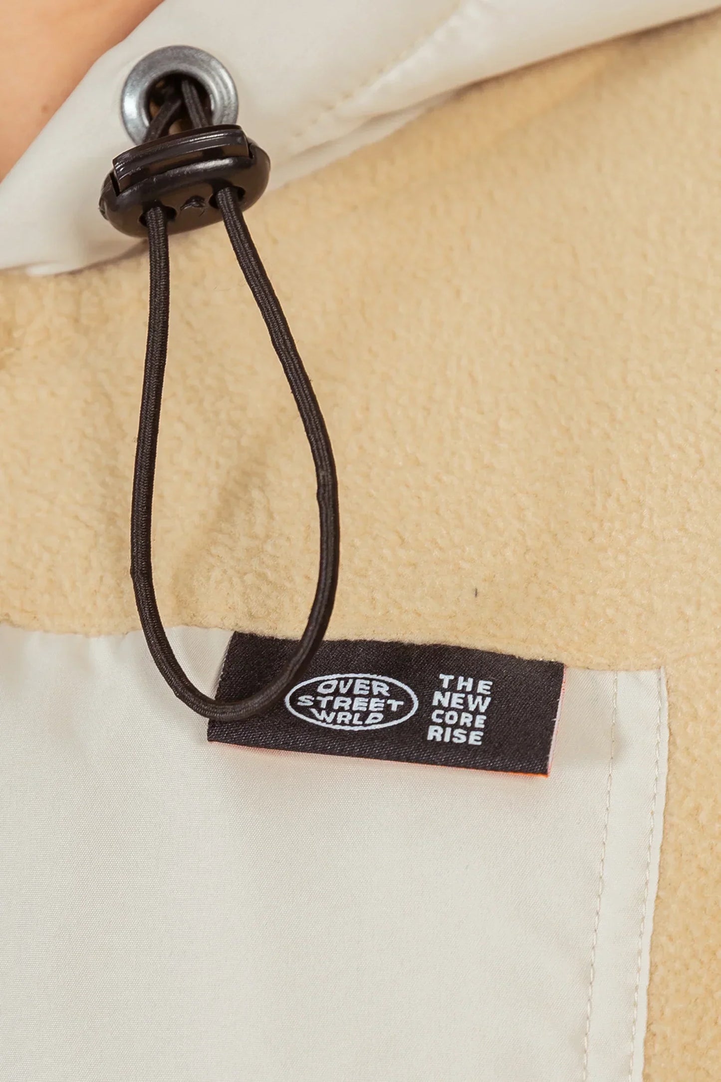 Poleron Full Zipper Fleece Suqare Beige Overcore