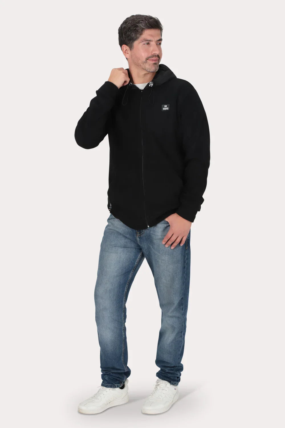 Poleron Full Zipper Fleece Blvck Negro Overcore