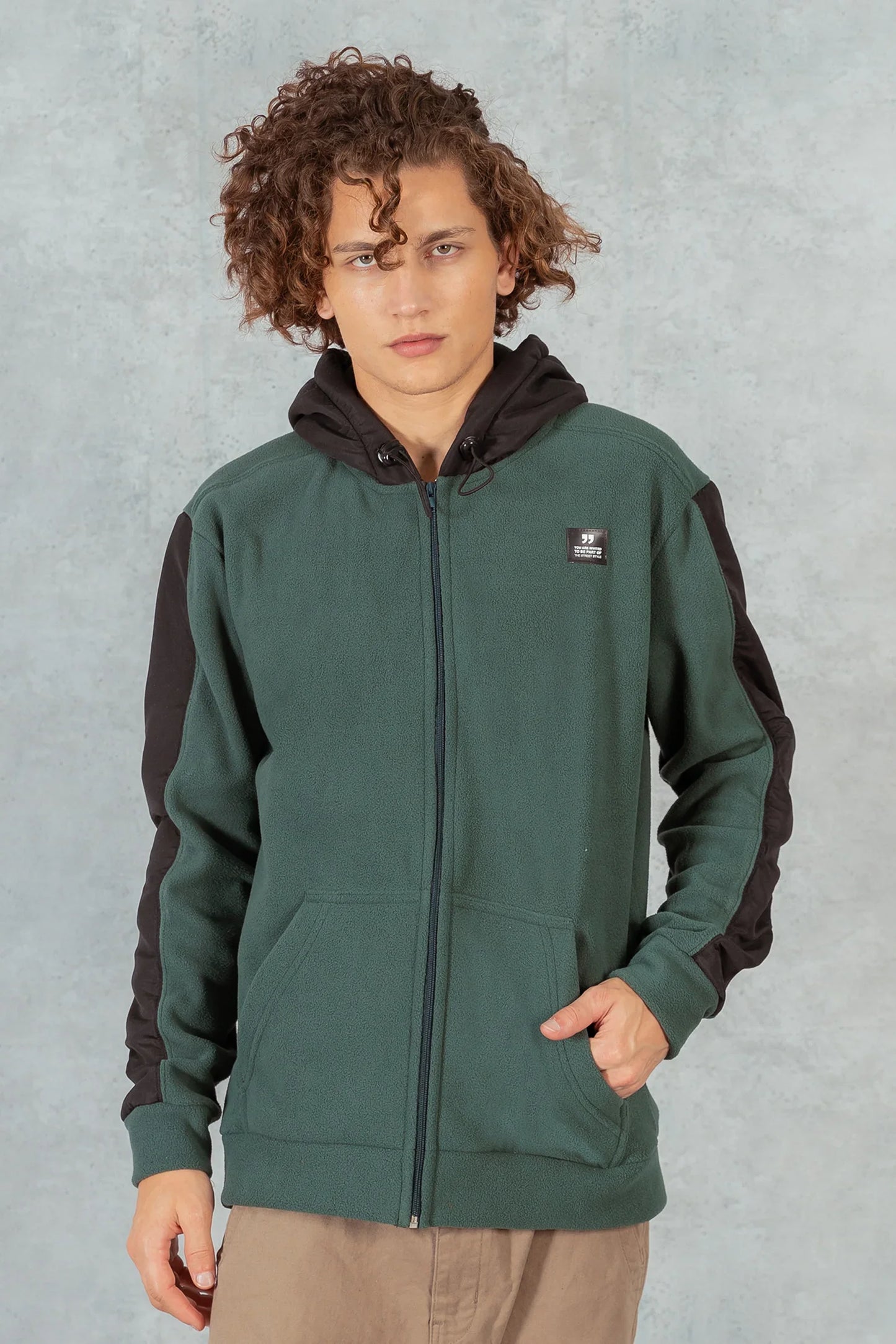 Poleron Full Zipper Fleece Line Verde Overcore