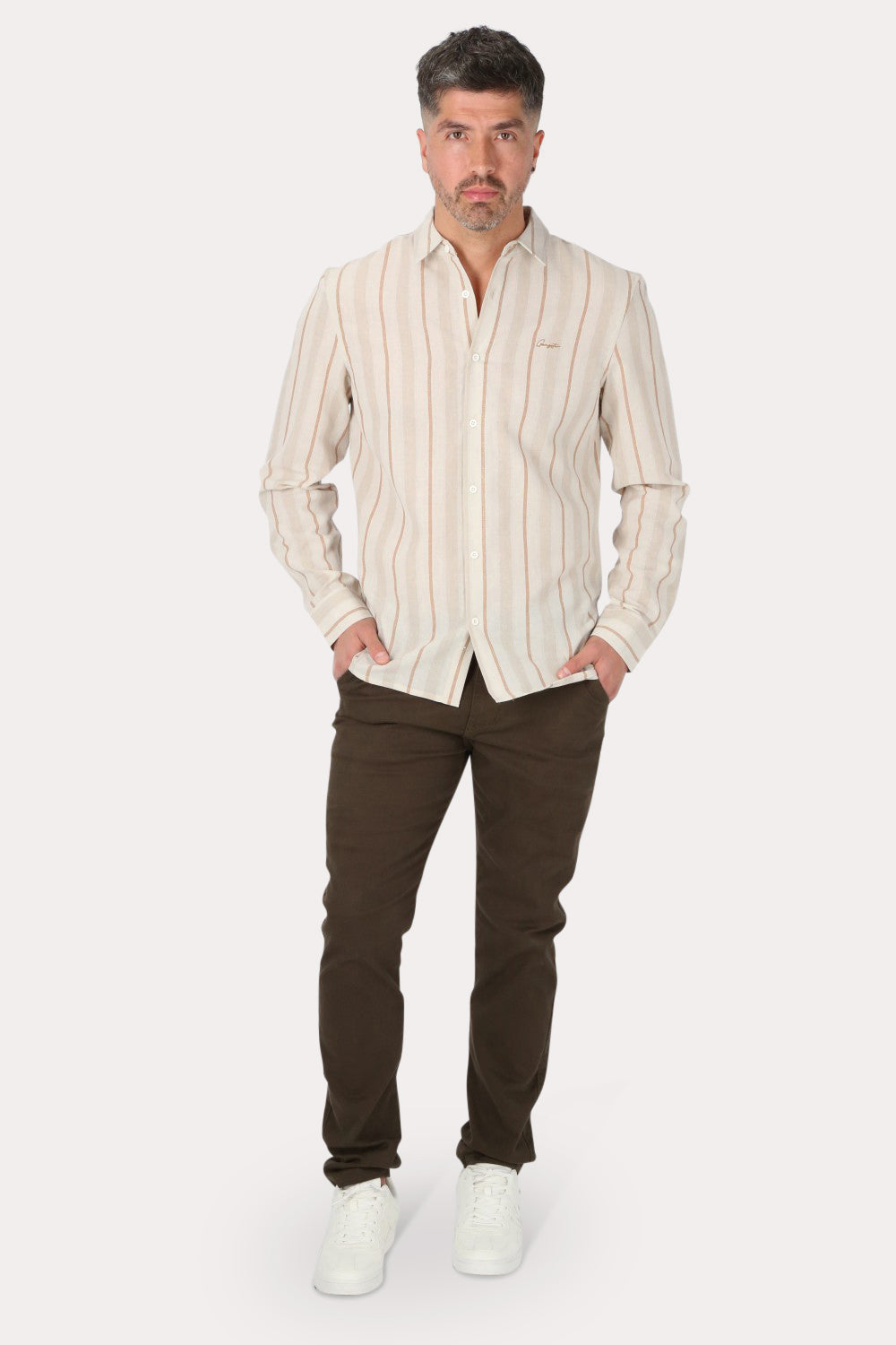 Camisa ML Fake Linho Cactos Blanco Gangster