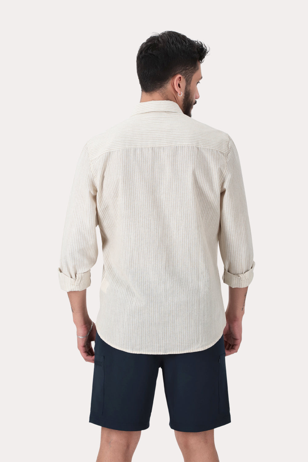 Camisa ML Fake Linho Tucuma Beige Gangster