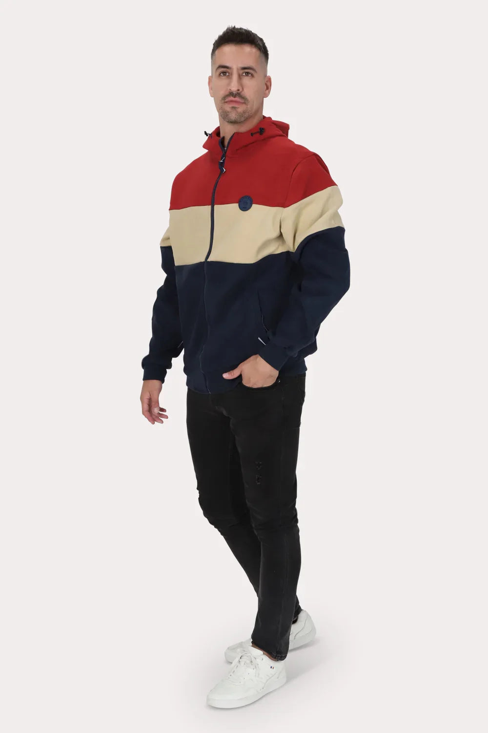 Poleron Full Zipper Peachy Azul Gangster