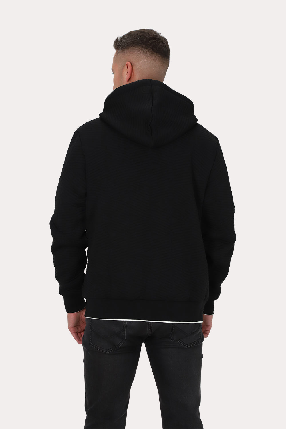 Poleron Full Zipper Jacquard Sherpa Nebula Negro Gangster