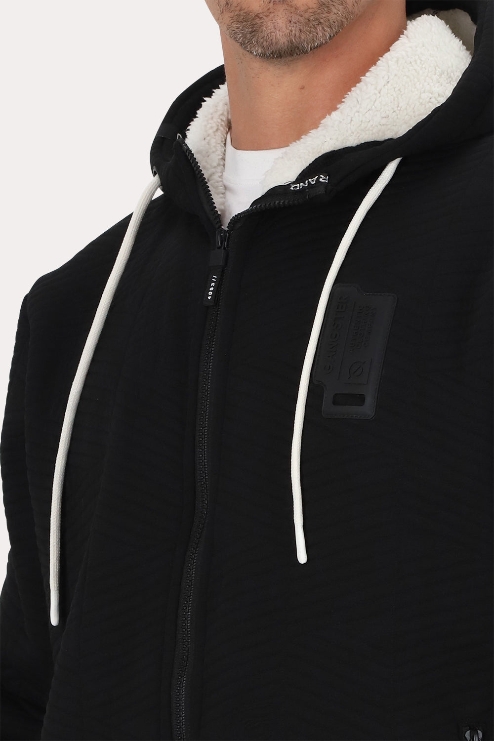 Poleron Full Zipper Jacquard Sherpa Nebula Negro Gangster