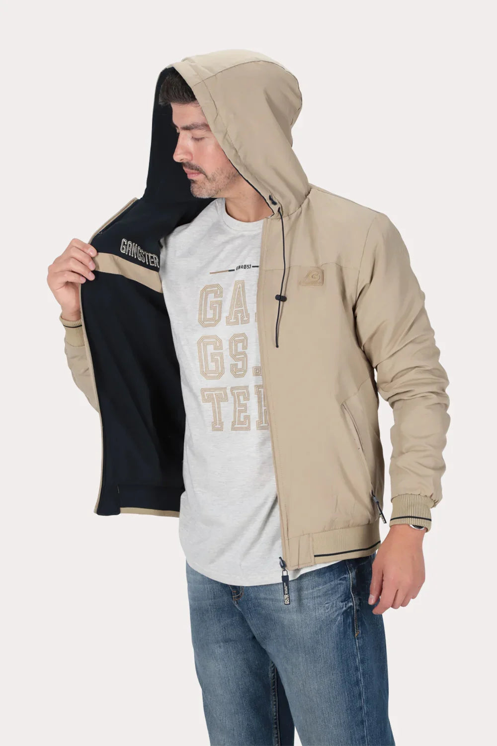 Cortaviento Reversible Dual Beige Gangster - Gangster