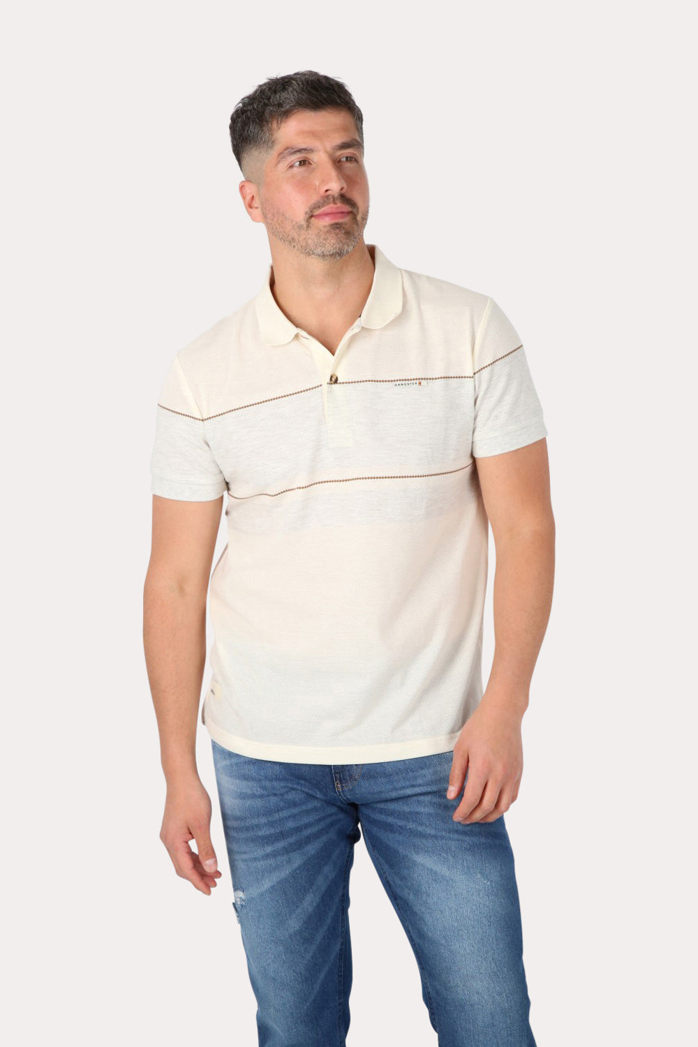 Polera Mc Polo Yard Dye Conquest Blanco Gangster
