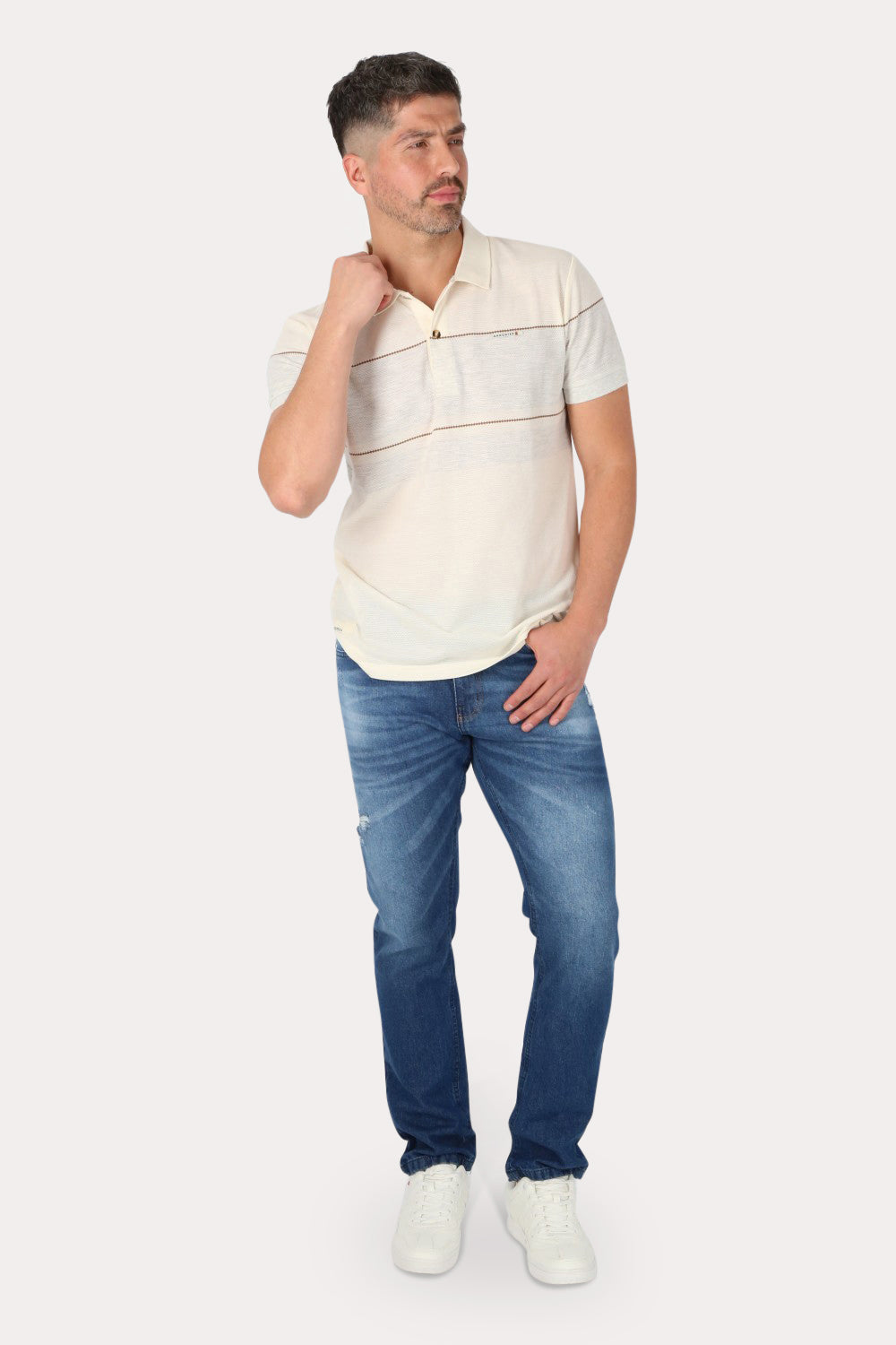 Polera Mc Polo Yard Dye Conquest Blanco Gangster