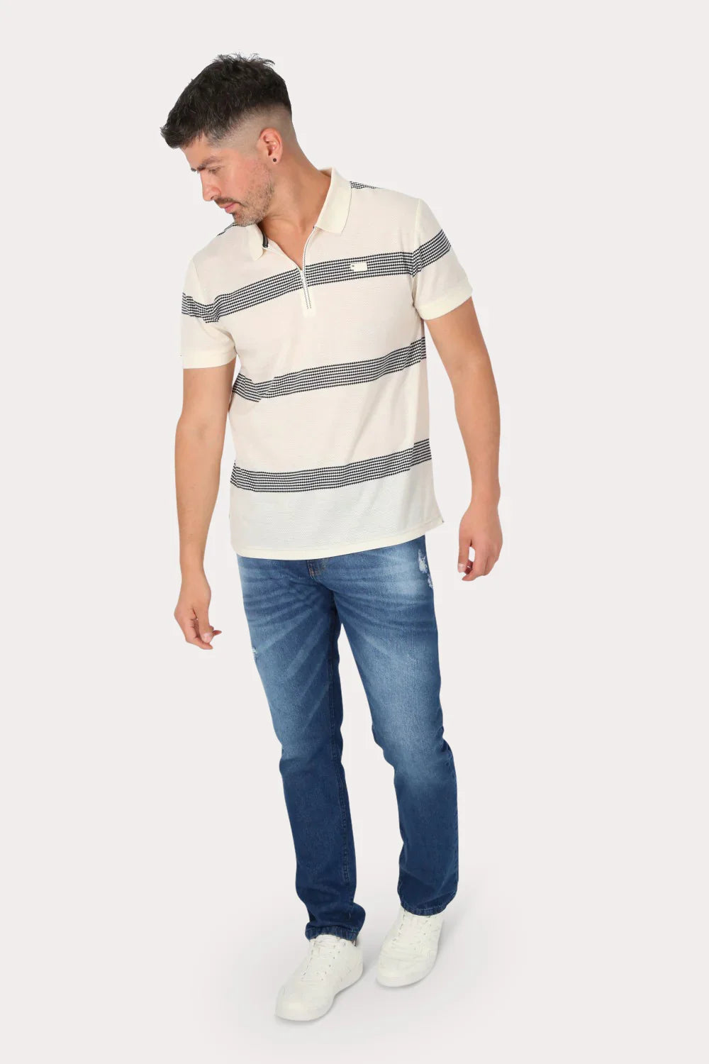 Polera Mc Polo Yard Dye Hit Blanco Gangster