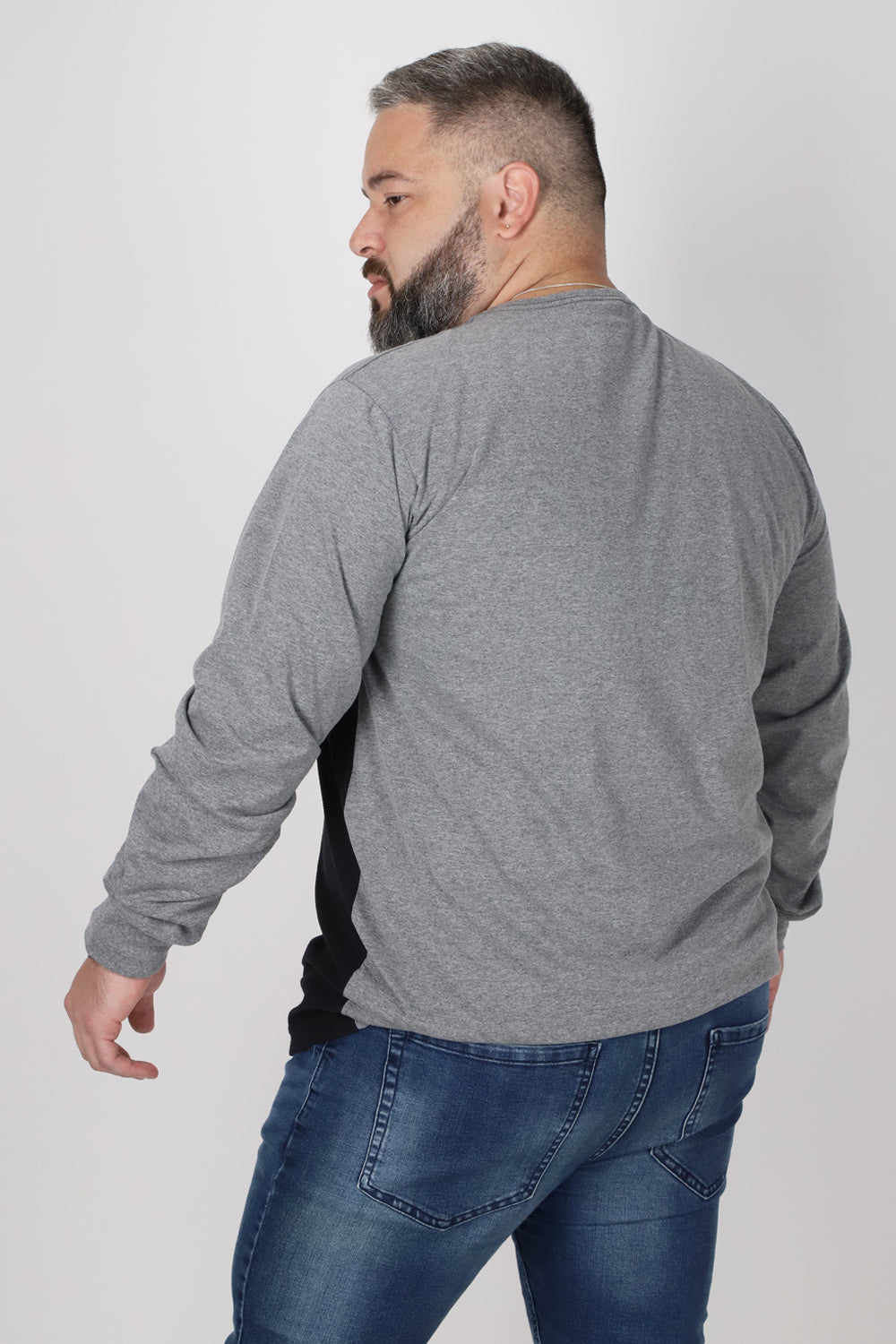 Plus Polera Manga Larga Bond Gris Gangster
