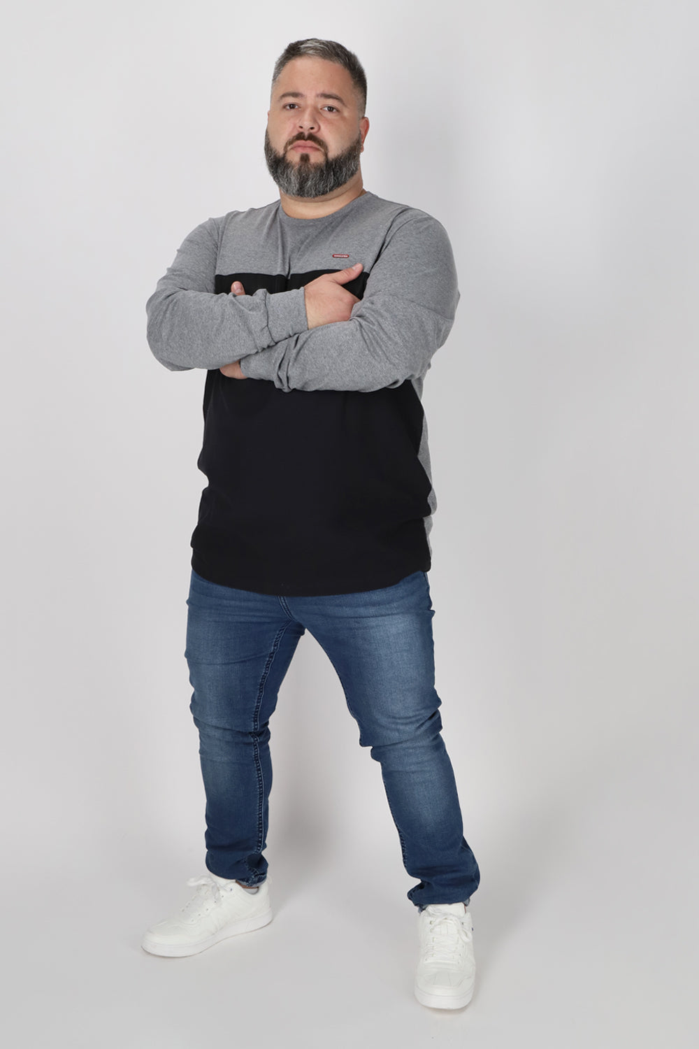Plus Polera Manga Larga Bond Gris Gangster