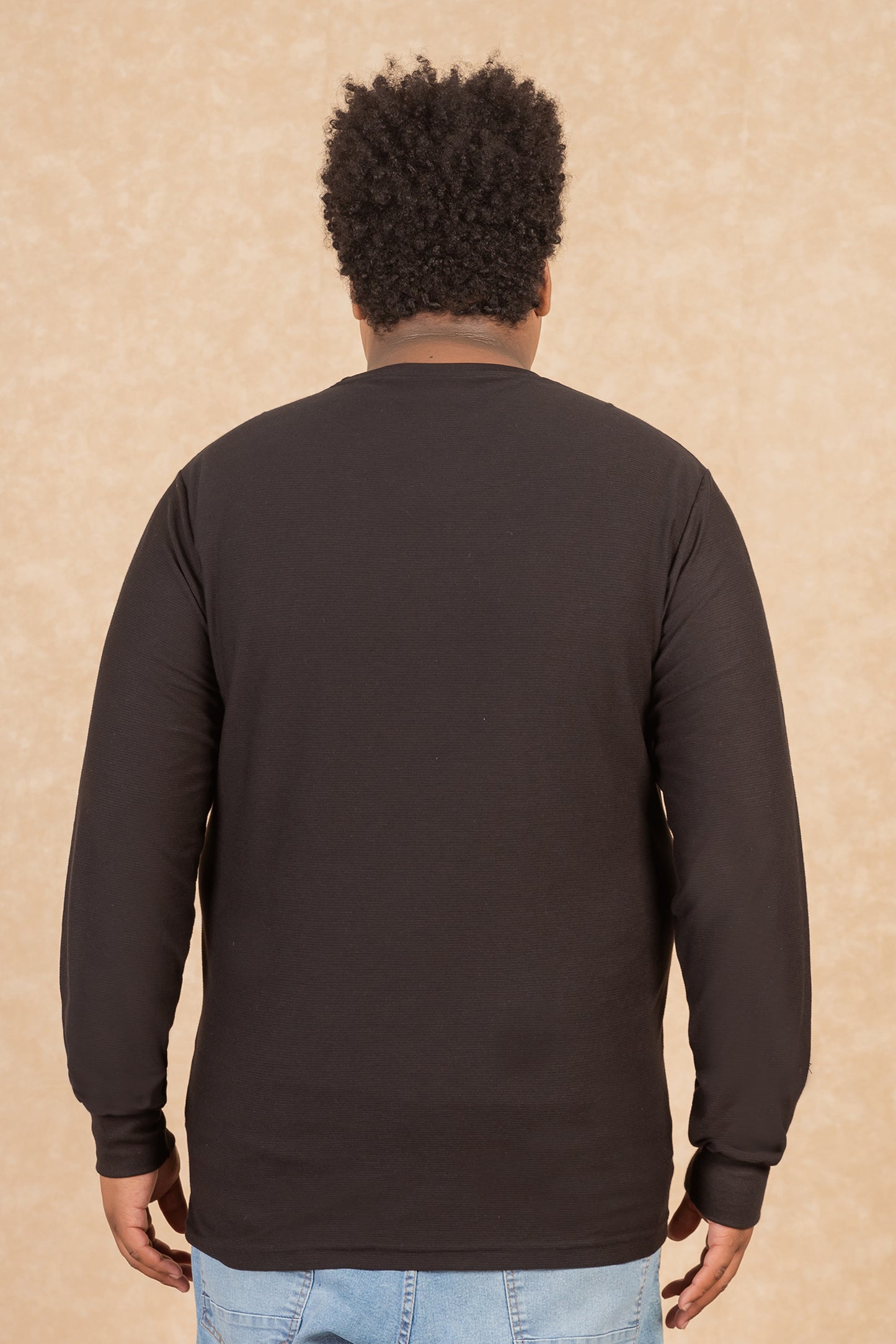 Plus Polera Ml Basica Rib Negro Gangster