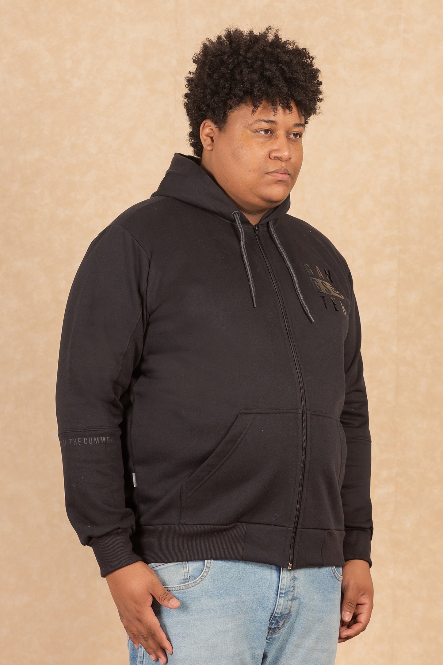 Plus Poleron Full Zipper Fleece Ouut Negro Gangster