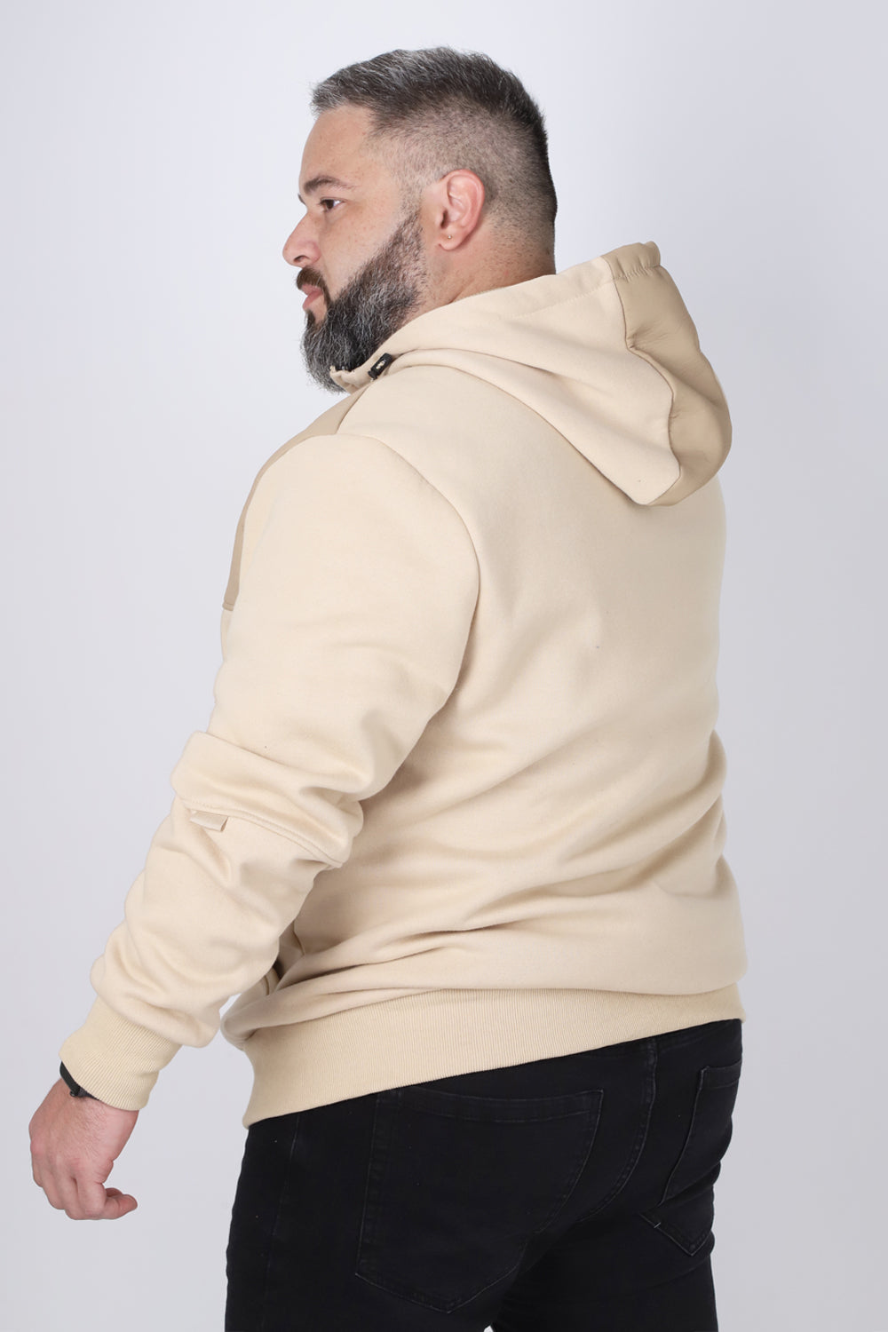 Plus Poleron Full Zipper Aura Beige Gangster