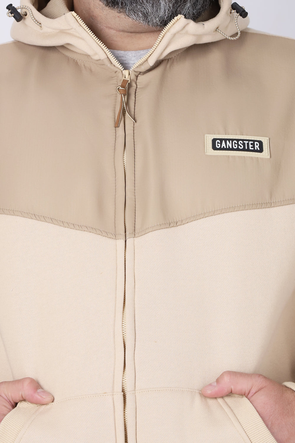 Plus Poleron Full Zipper Aura Beige Gangster