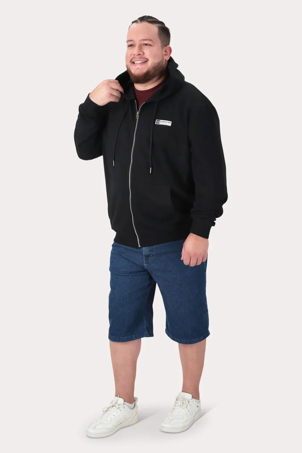 Plus Poleron Fullziper Fleece Logan Negro - Gangster