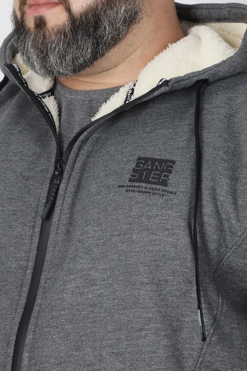 Plus Polerón Full Zipper Sherpa Eternal Gris Gangster