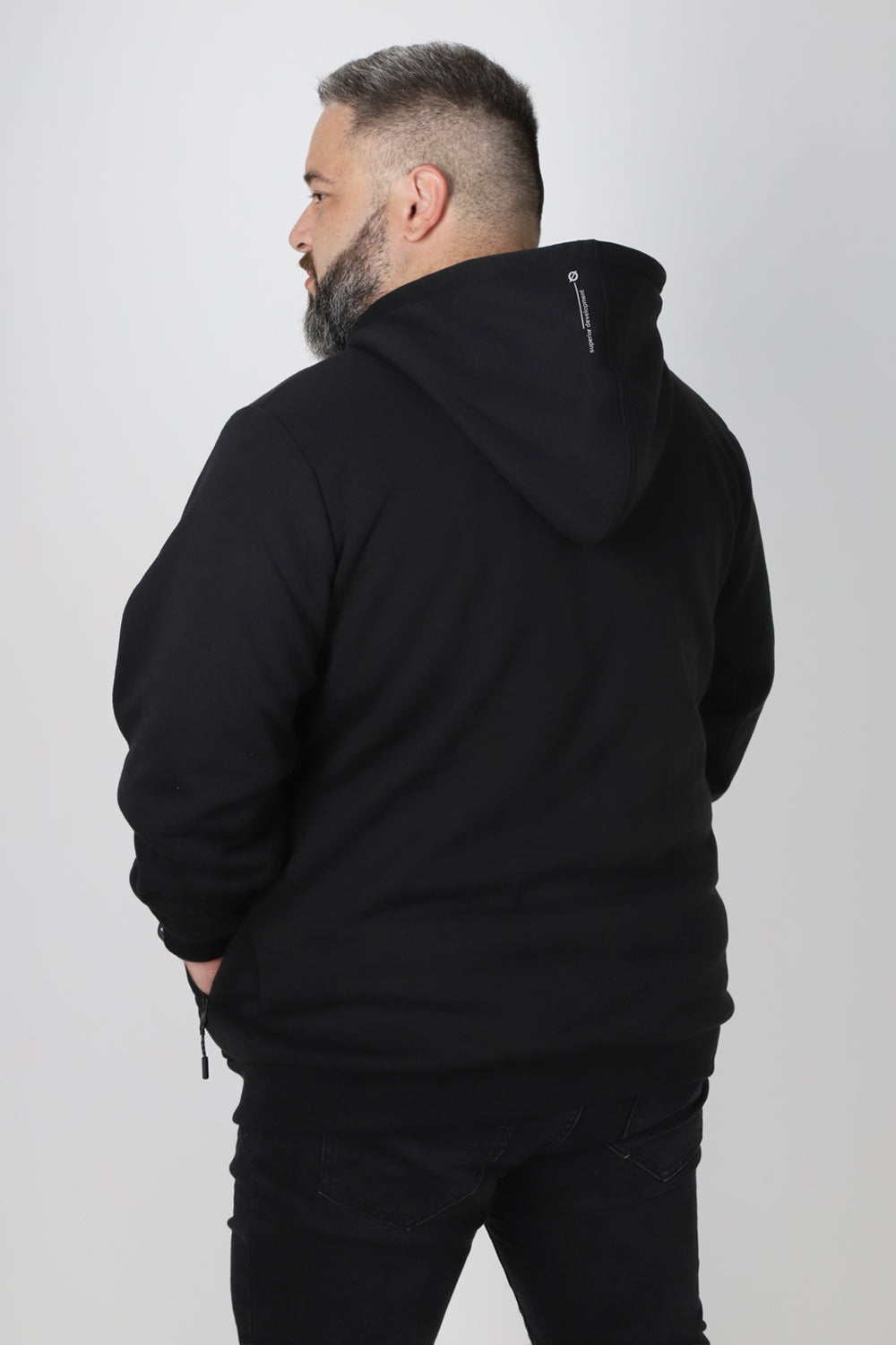 Plus Polerón Full Zipper Sherpa Eternal Negro Gangster