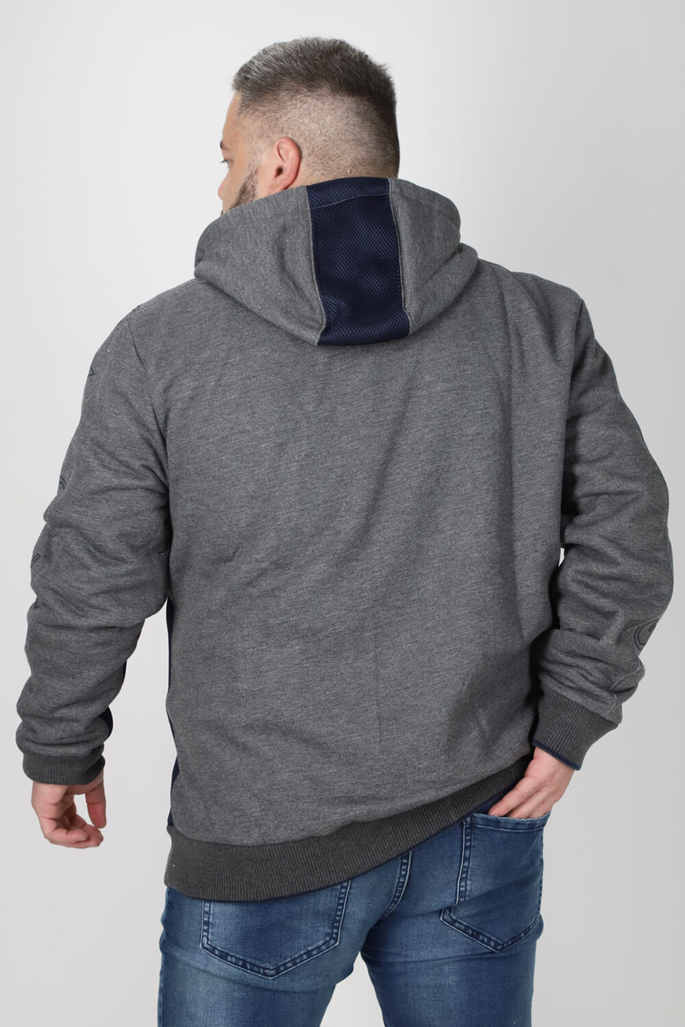 Plus Polerón Full Zipper Sherpa Tracker Gris Gangster