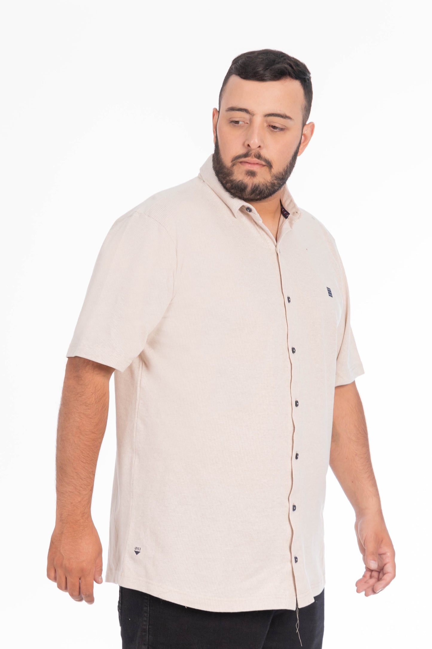 Plus Camisa Camisa Textura Berri Beige