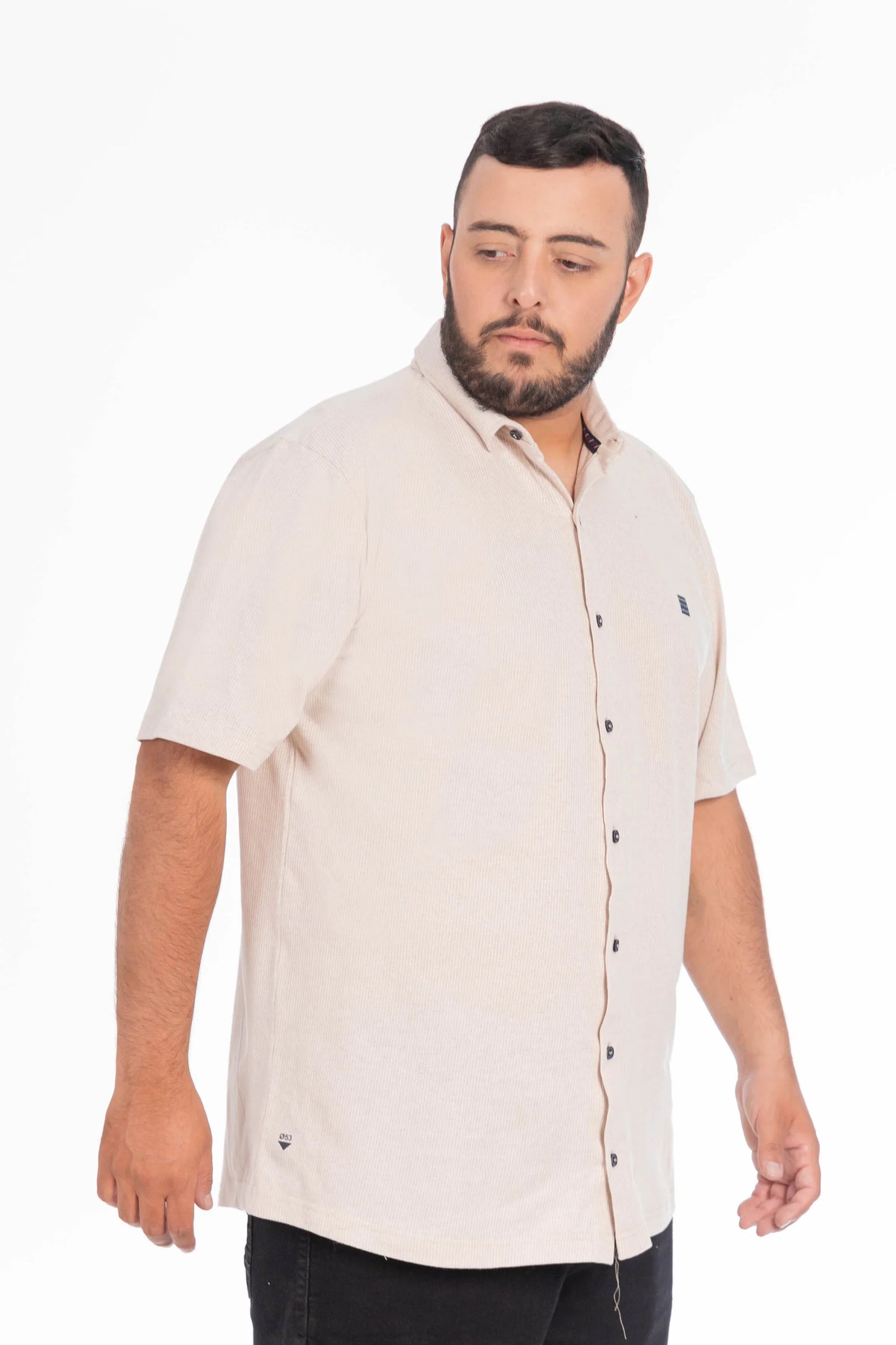 Plus Camisa Camisa Textura Berri Beige - Gangster