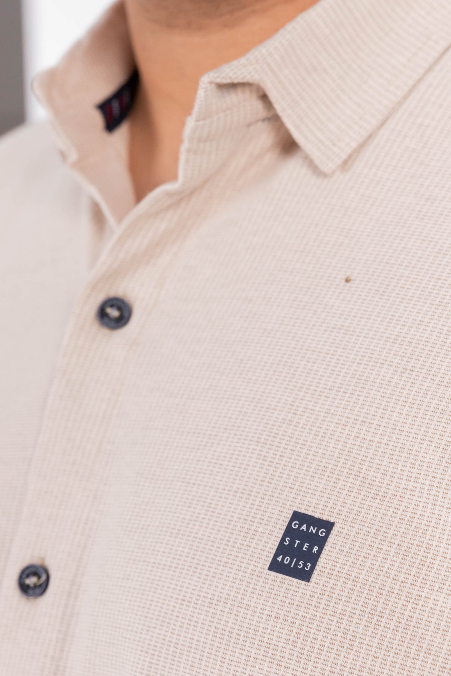 Plus Camisa Camisa Textura Berri Beige