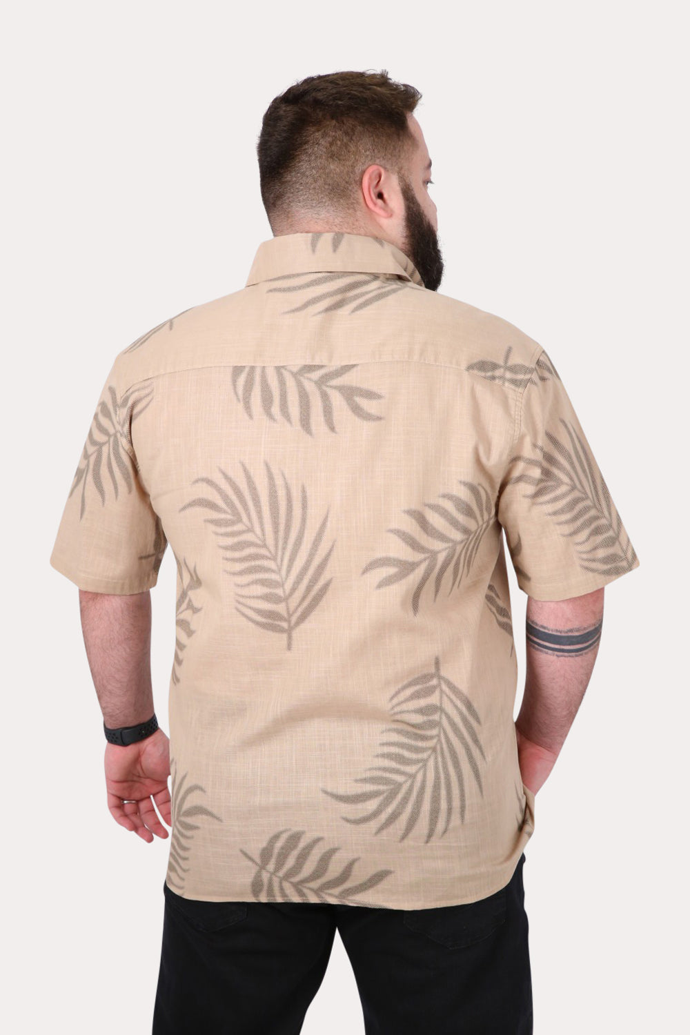 Plus Camisa Mc Algodón Meio Café Gangster