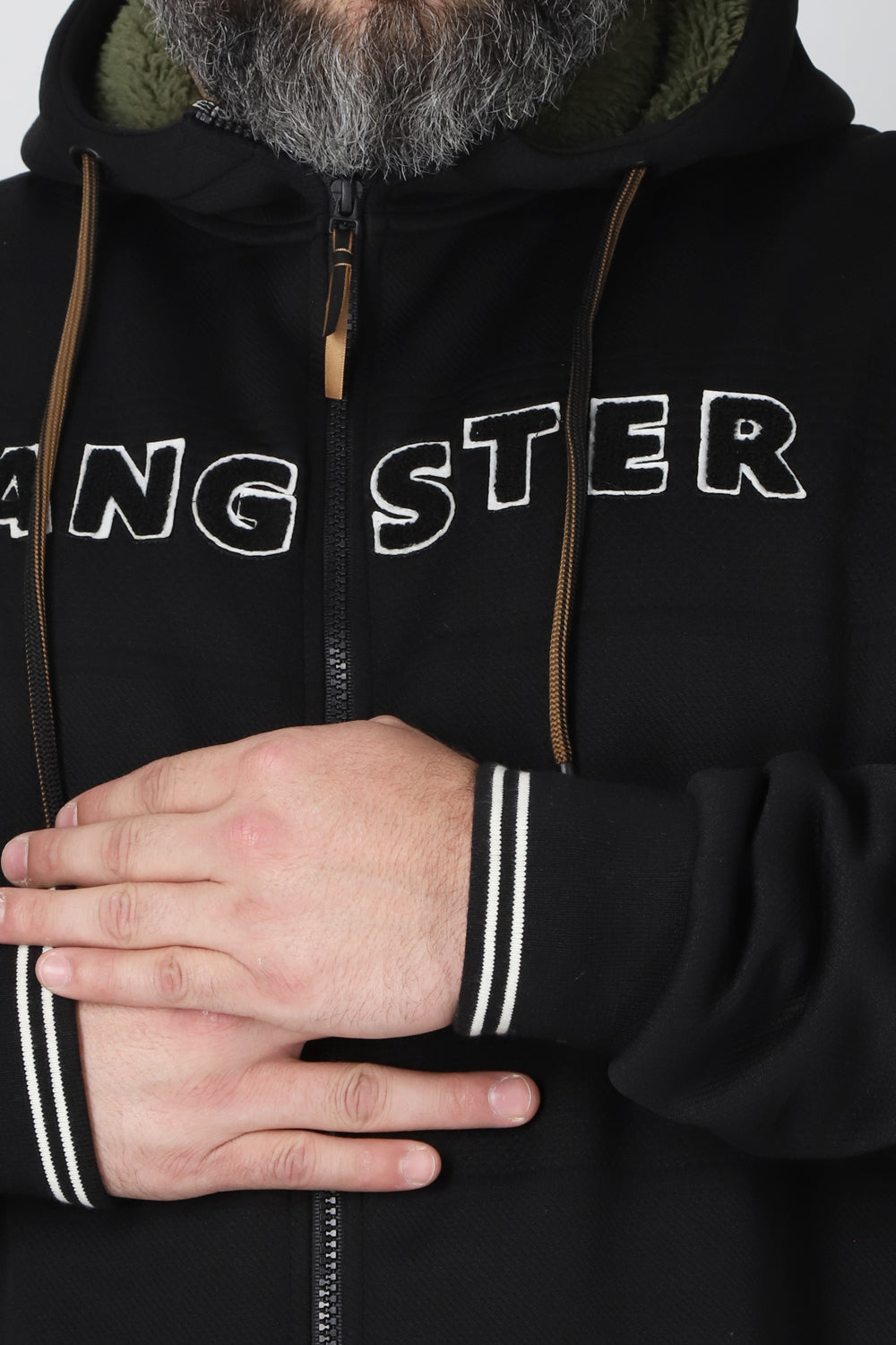 Plus Poleron Full Zipper Jacquard Sherpa Solaris Negro Gangster