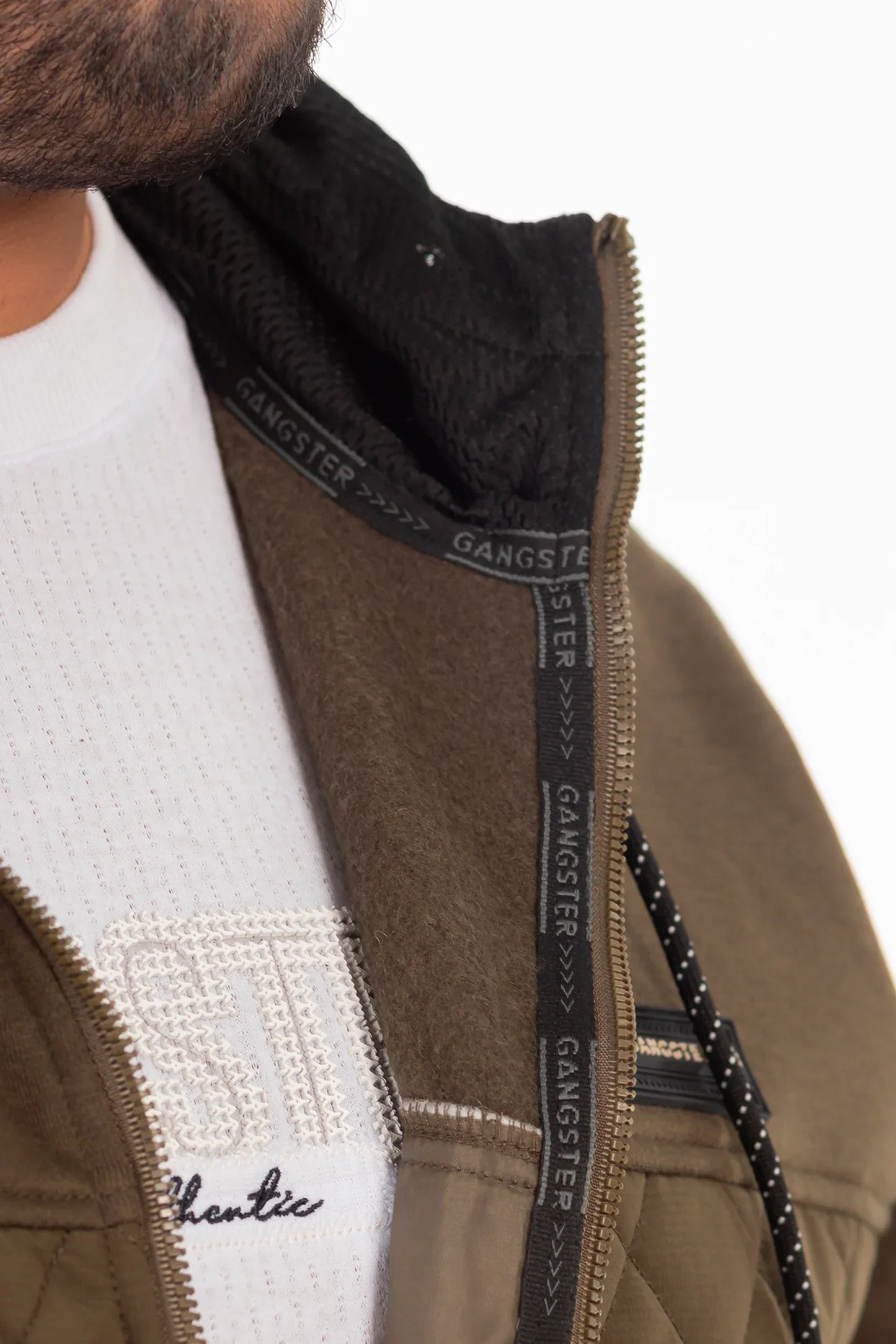 Plus Poleron Hibridas Patchwork Verde Oliva Oscuro Gangster - Gangster