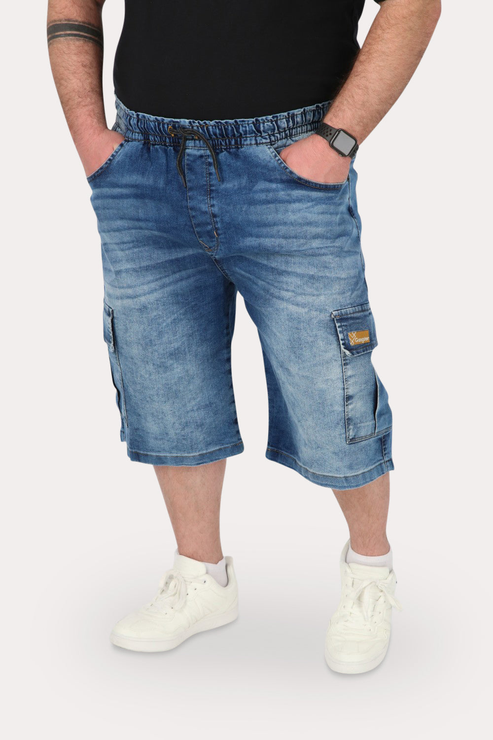 Plus Short Bermuda Denin Cargo Raw Azul Gangster