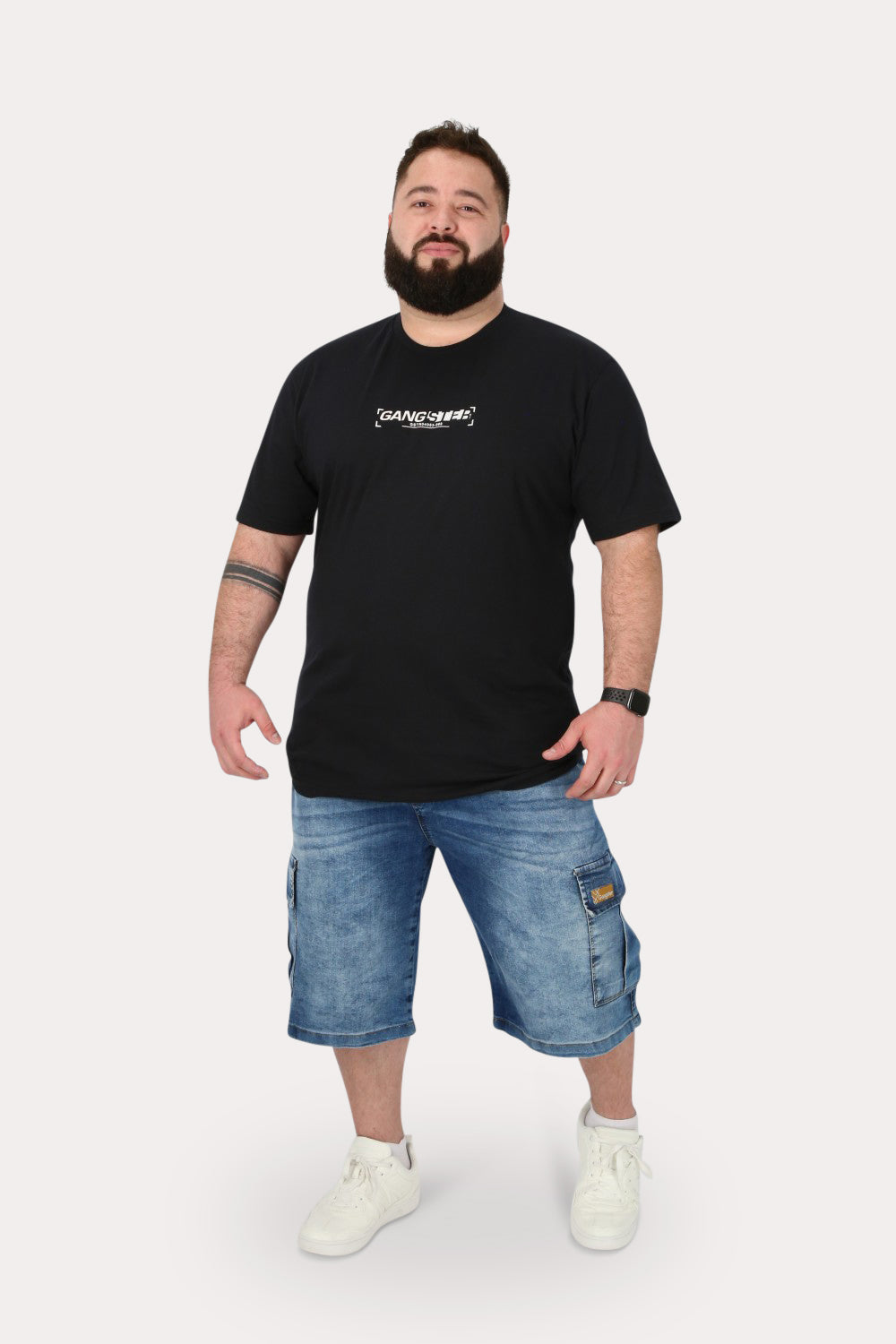 Plus Short Bermuda Denin Cargo Raw Azul Gangster