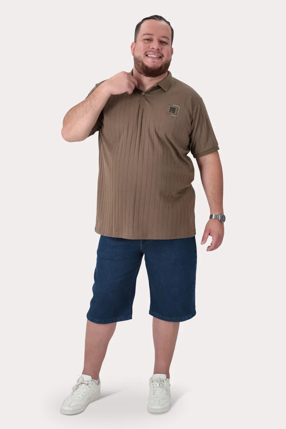 Plus Polera Cuello Textura Brixton Café - Gangster