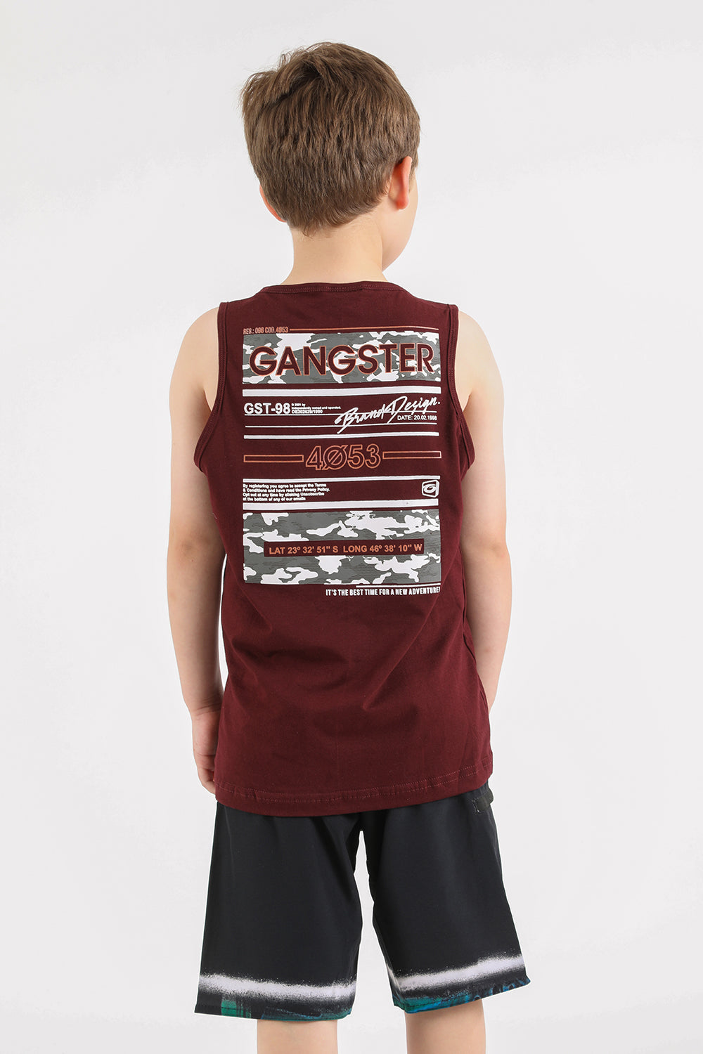 Teen Polera Sm Camo Burdeo Gangster